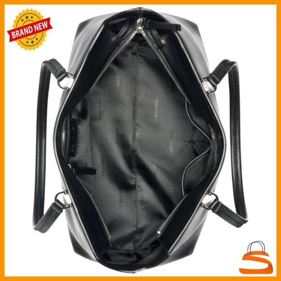 Vegan Leather Tote with Top Zip and Interior Pockets for Organization